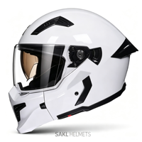 Casque de moto modulaire professionnel blanc à visière relevable, double visière, unisexe, toutes saisons, casque de course de sécurité