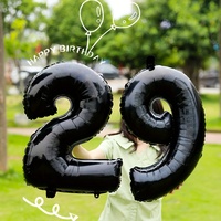 Prix bas 32 pouces noir caractéristiques numériques ballons en aluminium décoration de fête d'anniversaire pour enfants mariage thème noir