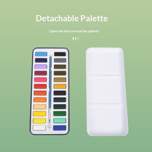 Premium 12 24 acuarela media sartén pintura artista acuarela sólida pastel Aquarelle pintura con pincel para acuarela libro caja de lata - Product Image 4