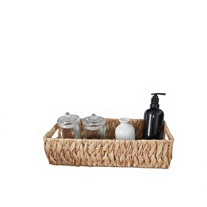 Modern Woven Storage <b>Basket</b> with Handle Water Hyacinth Wicker Organizer Space Saving <b>for</b> <b>Bathroom</b> Kitchen - Product Image 4