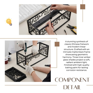Nouvelle suspension linéaire à 3 lumières en métal noir mat, motif labyrinthe, pour îlot de cuisine - Product Image 5