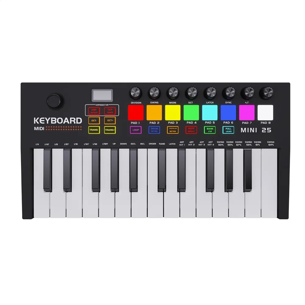 Sintetizador electrónico profesional portátil mini 25 teclas teclado MIDI música piano controlador MIDI