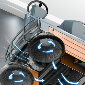 Street Sweeper Closed Cab Ride on Road Vacuum <b>Cleaner</b> 2 Side <b>Brush</b> Sweeping Machine - Product Image 2
