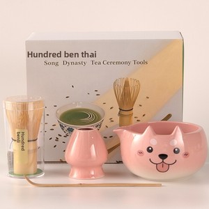 Set da Tè in Ceramica Stile <span class=keywords><strong>Giapponese</strong></span> con Tazza Cartoon con Beccuccio, Ciotola per Matcha, Supporto Baiben e Frusta Chasen - Set 4 Pezzi - Product Image 5