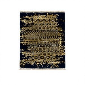 <b>Wool</b> Black <b>Gold</b> Geometric Muslim Style Prayer Rug Flat Weave Custom Design for Living Room - Product Image 1