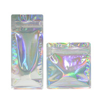 Sac en Mylar holographique irisé personnalisé avec fermeture éclair pour les grains de café, les bonbons, les collations, emballage refermable à fond plat