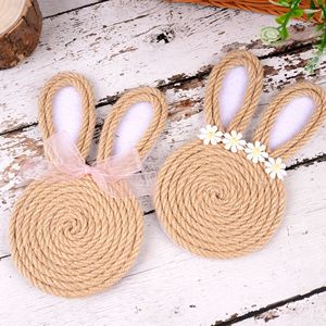 Posavasos de Ramio Hechos a Mano con Diseño de Conejo de Pascua, Aislantes del Calor, para Decoración de Mesa en Fiestas, Suministro al por Mayor Directo de Fábrica DAMAI - Product Image 2
