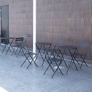 Ensemble <span class=keywords><strong>table</strong></span> basse et chaises de balcon, trois pièces, pliable, design simple et moderne, imperméable, <span class=keywords><strong>jardin</strong></span>, plage, métal - Product Image 3