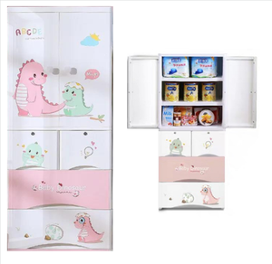 <span class=keywords><strong>Armadio</strong></span> in Plastica <span class=keywords><strong>per</strong></span> Bambini con 1 Porta e 3 Cassetti, Design a Grande Capacità, Organizzatore <span class=keywords><strong>per</strong></span> Giocattoli e Vestiti da Camera da Letto - Product Image 3