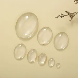 Wholesale Different Size Oval Clear Glass Cabochons Crystals Transparent Bezel Cabochon Beads Pendants Charms Cabochon Flatback