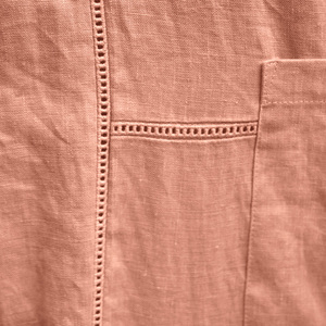 Olaesa moda de alta calidad 100% camisa de lino puro manga larga bordado ganchillo recorte diseño blusa mujeres Tops blusa de lino - Product Image 5