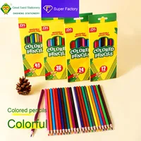 Crayons de couleur hexagonaux en gros, en plastique, 24/48/36 couleurs, pour étudiants et enfants, dessin et gribouillage