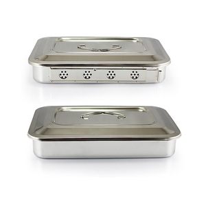 Bandeja Cuadrada de Acero Inoxidable 304 con Tapa, Bandeja para Instrumentos de Laboratorio, Perforada, Resistente al Yodo - Product Image 5