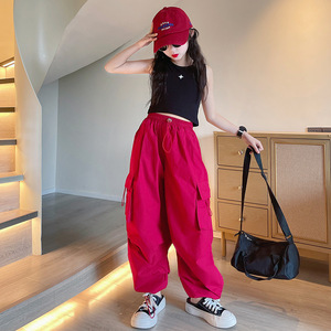 Pantalons <span class=keywords><strong>cargo</strong></span> pour filles de 5 à 14 ans, mode printemps, pantalons amples pour enfants, automne, nouveau style, pantalons à jambes larges, vêtements décontractés pour filles - Product Image 1