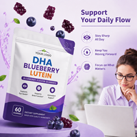 Gummies en forme d'ours DHA Lutéine Myrtille, marque privée OEM ODM, saveur fruitée personnalisée, complément alimentaire