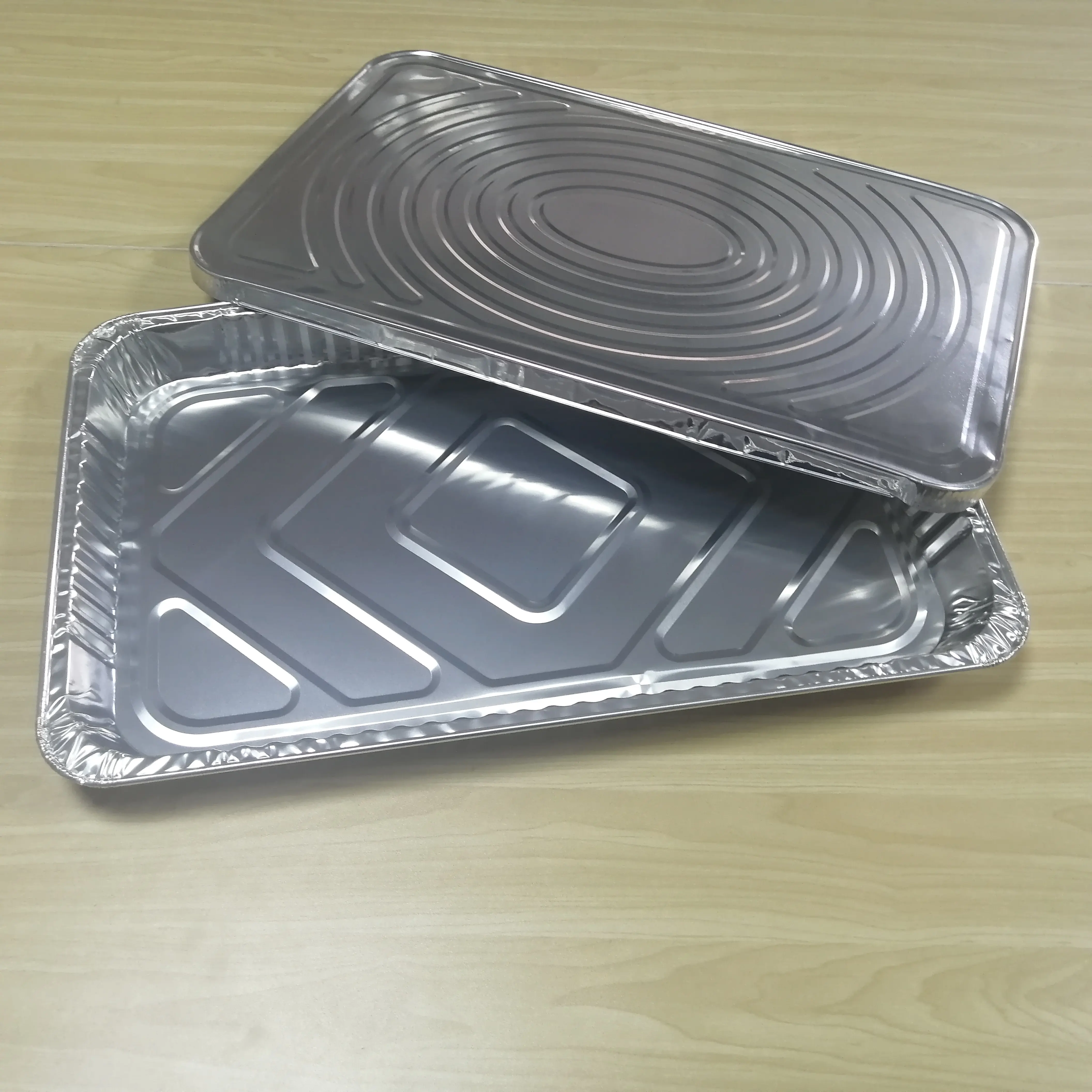 13*21 "528*328*86mm ukuran penuh 9700ml aluminium uap meja panci dalam dengan tutup aluminium makanan panci wadah untuk BBQ makanan takeaway