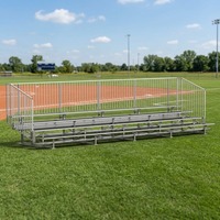 Gradas para Estadios de 4 Filas de Aluminio con Valla de Malla Metálica y Barandilla de Seguridad para Campos Deportivos Escolares, Venta al Por Mayor