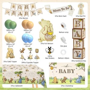 Decorazioni Classiche <span class=keywords><strong>Winnie</strong></span> <span class=keywords><strong>the</strong></span> <span class=keywords><strong>Pooh</strong></span> per Baby Shower, Arco di Palloncini Neutri, Striscione, Tovaglia, Cappello per Cupcake, per Bambino o Bambina - Product Image 2