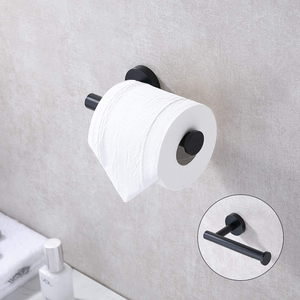 Accesorios <span class=keywords><strong>de</strong></span> Baño para Montar en la Pared, Portarrollos <span class=keywords><strong>de</strong></span> <span class=keywords><strong>Papel</strong></span> Higiénico Independiente, <span class=keywords><strong>de</strong></span> Acero Inoxidable, Adhesivo, Negro - Product Image 2