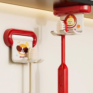 Flip Toothbrush Holder Wall Mounted Self Adhesive Storage Rack Cartoon Design For Bathroom - Product Image 1