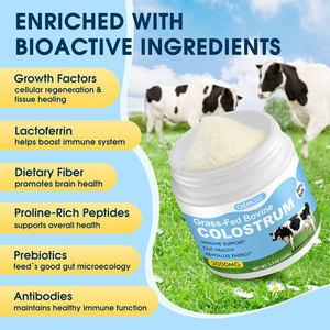 תוסף אבקת קולוסטרום בקר מזונת עשבים 60% חלבון <span class=keywords><strong>IgG</strong></span> גבוה 3000 מ\\\"ג אבקת קולוסטרום ליפוזומלית לבריאות המעיים, תמיכה חיסונית - Product Image 4