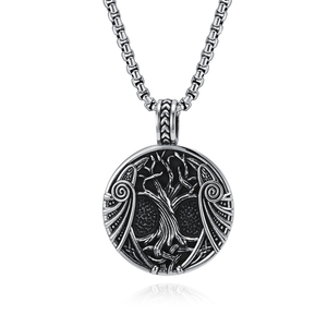 Collier en acier inoxydable personnalisé pour homme, pendentif arbre de vie rétro nordique, style <span class=keywords><strong>viking</strong></span> - Product Image 1