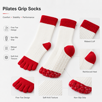 Chaussettes de Pilates personnalisées à bout ouvert, antidérapantes, en coton doux et extensible, pour studio de yoga, barre, reformer, fitness, marque privée