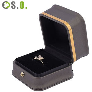 Cajas de Embalaje de Joyería de PU Premium Personalizadas en Color Marrón para Collares, Pulseras, Anillos, Pendientes, Caja de Joyería con Borde Dorado - Product Image 3