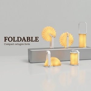 Lanterne en papier pliable légère pour les aventures en plein air, lampe LED accordéon pliable avec poignée en bois, longue durée de vie - Product Image 3