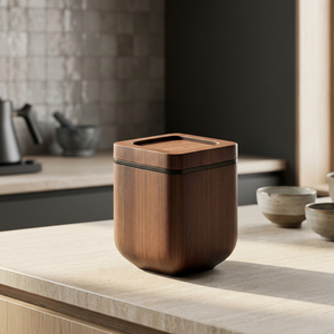Urne funéraire de luxe en bois d'acacia carré, faite à la main, pour cendres d'animaux, pot décoratif de table, récipient de crémation, impression personnalisée, capacité 4-5L - Product Image 1