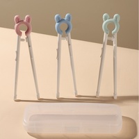 Baguettes d'apprentissage automatiques antidérapantes pour enfants, motif lapin et ours mignon, design frais et amusant pour l'apprentissage et l'entraînement à la consommation