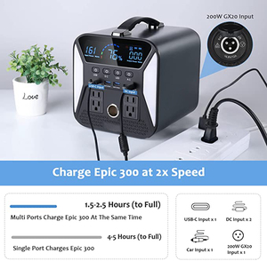 สถานีพลังงานสำรองแบบพกพา แบตเตอรี่ลิเธียมไอออน 300W ชาร์จไฟด้วยพลังงานแสงอาทิตย์ รุ่น KNS301 แบตเตอรี่ลิเธียมไอออน 300W รุ่น KNS301 ขายส่ง - Product Image 6