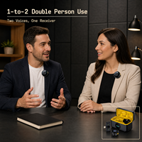 Microphone Lavalier Sans Fil Q8-B, 2 Émetteurs, 1 Récepteur, Étui de Charge Type-C Lightning pour Enregistrement Vidéo sur Smartphone