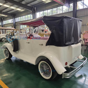 Auto Clásico Americano de Lujo, Auto Eléctrico Clásico de Aleación Vintage para Adultos, Autobús Clásico Blanco con Parasol - Product Image 4