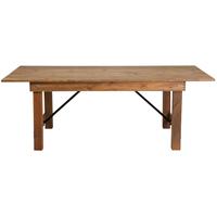 Table pliante de salle à manger antique en bois massif pour la fête de mariage Table de ferme de campagne en bois de pin