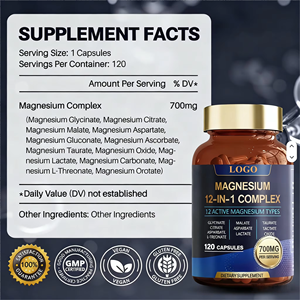Complejo de Vitaminas y Minerales 12 en 1, Cápsulas de Glicinato de <span class=keywords><strong>Magnesio</strong></span> de 700 mg, Citrato, Malato, Óxido, <span class=keywords><strong>Taurato</strong></span>, Aspartato, Orotato para los Músculos - Product Image 2