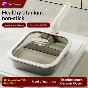 Aluminum Alloy Square 3-in-1 Non-Stick Frying <b>Pan</b> Breakfast <b>Pan</b> for Eggs and Egg Burgers Thickened Deepened Black Gold Skillet - Product Image 5