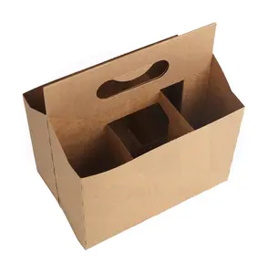 6 Pack Bottle Carrier Kraft Cardboard Paper Cup Holder 12 oz. Beer Or Wine Bottle Carrier For Safe And Easy Transport