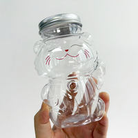 Bouteilles en plastique PET jetables, mignonnes et créatives en forme d'animaux, ours, lapin, chat, pour boissons avec couvercle en aluminium