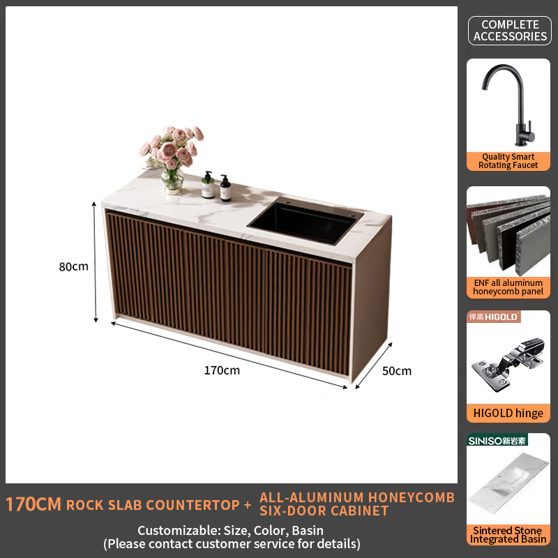 170Rock Slab Countertop + Six Door Cabinet