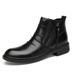 Bottes en cuir d'hiver mi-mollet, style britannique, formelles et décontractées, tendance, avec fermeture éclair latérale, respirantes, antidérapantes, résistantes à la neige, chaudes, pour le travail - Product Image 6
