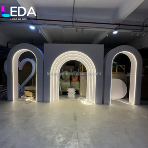 Support de toile de fond de mariage en PVC blanc LEDA à couches 3D, cadre de fond de cérémonie pour la décoration de fête de mariage - Product Image 6