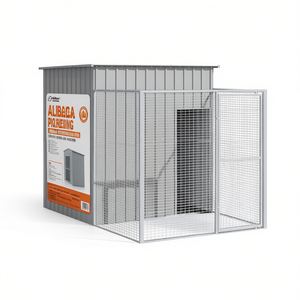 Nichoir pour chien Alibaca 65x98.8x71.3 pouces en acier galvanisé avec enclos extérieur pour animaux de compagnie - Product Image 1