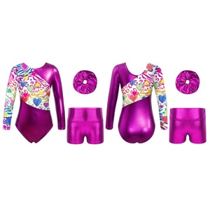 Conjunto de Ropa de Baile para Niñas de 4 a 14 Años, Leotardo de Gimnasia, Pantalones Cortos Metálicos, Diadema, Conjuntos para Patinaje, Entrenamiento, Danza - Product Image 4