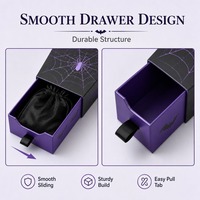 Boîte cadeau en carton noir et violet de style gothique pour Halloween, boîte à tiroir en forme de cercueil pour la décoration de fête, petits cadeaux
