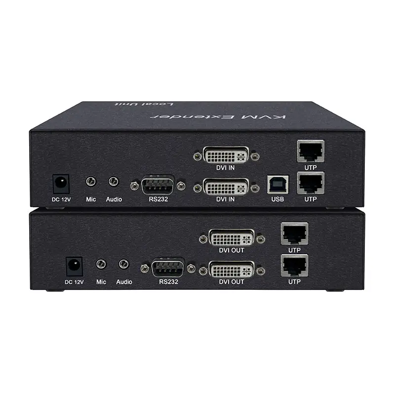 4K 2 ช่อง DVI KVM Extender ผ่าน Cat5e/6/7 สาย Extender 492ft พร้อม USB2.0 เสียง RS232