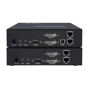 4K 2 Channel DVI KVM Extender Over Cat5e/6/7 Cable Extender 492ft With USB2.0 Audio RS232
