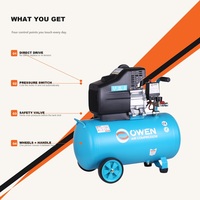 Compresseur d'air 50L 2,5HP à entraînement direct portable avec roues pour le gonflage des pneus de garage et l'utilisation en atelier de réparation automobile