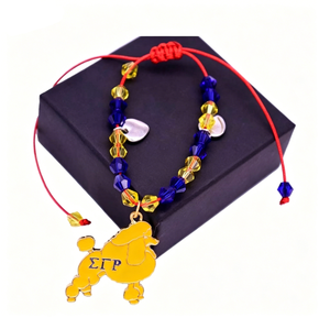 Skin Safe Smooth Bead Wrist Adornment Hot-selling Blue and Gold <strong>Shamballa</strong> Bead <strong>Bracelet</strong> Featuring the Sigma Symbol - Product Image 5