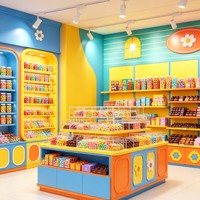 Étagère Gondole de Présentation Modulable pour Magasin de Sucreries, pour Aménagement Intérieur Complet, Rénovation et Décoration Clé en Main, en MDF Écologique et Imperméable